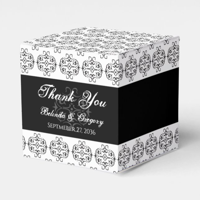 Ballotins Calligraphie noir et blanc Vintage Mariage damassé (Verso)