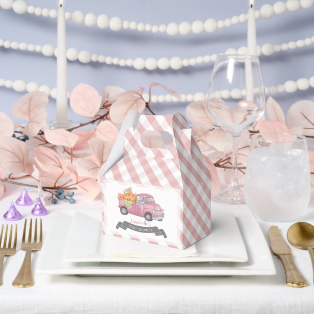 Ballotins Camion Citrouille rose En vichy Baby shower fille (Mariage)