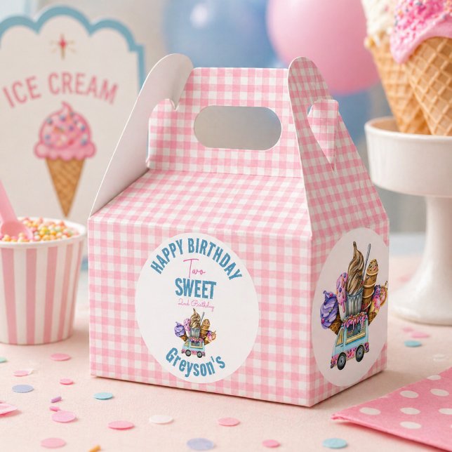 Ballotins Camion de Glace Garçon Deux Douce 2ème Fête d'Anni (Boy Ice Cream Truck Two Sweet 2nd Birthday Party Favor Boxes)