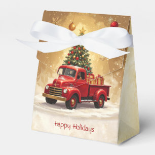 Ballotins Camion Rouge Vintage avec Favori d'Arbre de Noël
