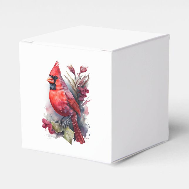 Ballotins Cardinal d'hiver à l'aquarelle rouge vif (Verso)