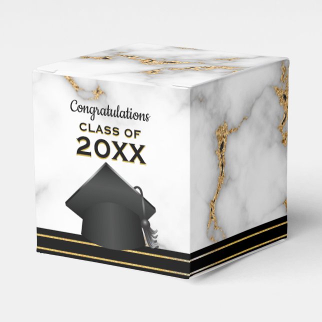 Ballotins Carrara Marble Gris et Gold Graduation Party (Verso)