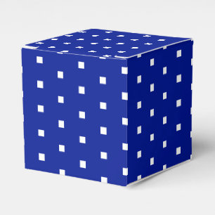 Ballotins Carré blanc points bleu cobalt cadeau