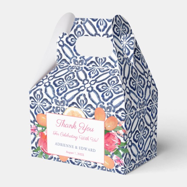 Ballotins Carrelage Vintage Bleu Foncé Citron Rose Mariage S (Verso)