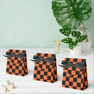 Ballotins Carrés à carreaux géométriques rétro noir et orang
