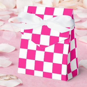 Ballotins Carrés à carreaux rose vif blanc géométrique rétro