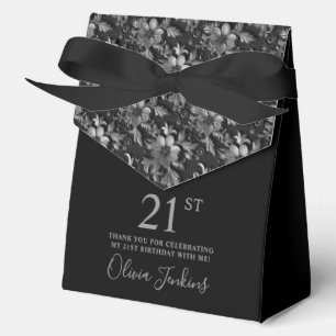 Ballotins Carte de remerciement Fleurs Argentées 21e Anniver