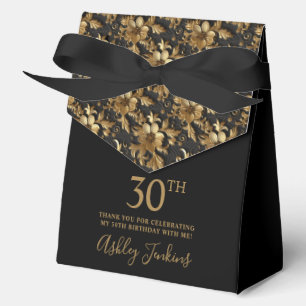 Ballotins Carte de remerciement florale or pour 30e annivers