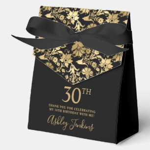 Ballotins Carte de remerciement florale or pour 30e annivers