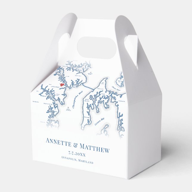 Ballotins Carte du Maryland d'Annapolis Mariage élégant (Verso)