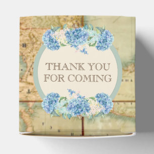 Ballotins Carte du monde vintage hydrangeas bleues, l'aventu