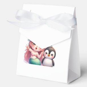 Ballotins Carte magique de la sirène de Noël avec un manchot