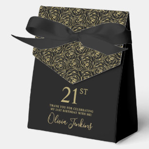 Ballotins Carton de remerciement 21 ans avec roses pailletée