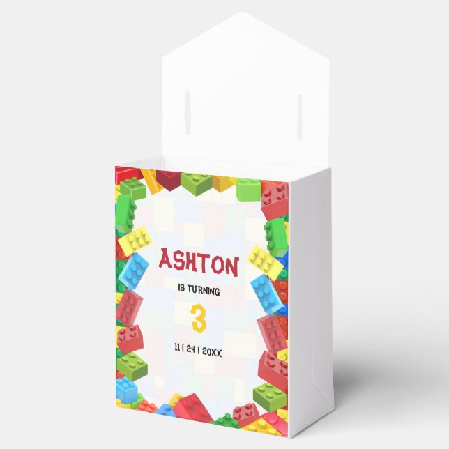 Ballotins Carton d'invitation d'anniversaire Blocs de constr (Ouvert)
