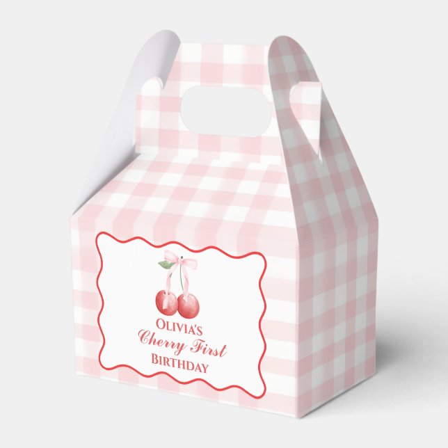 Ballotins Cerise Premier anniversaire Ruban Rose Gingham (Verso)