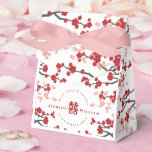 Ballotins Cerisiers en fleurs & Double Bonheur Mariage Chino<br><div class="desc">Fleurs de cerisier rouge/blanc/Sakura et symbole de double bonheur simple,  élégante boîte de faveur de mariage chinois.</div>