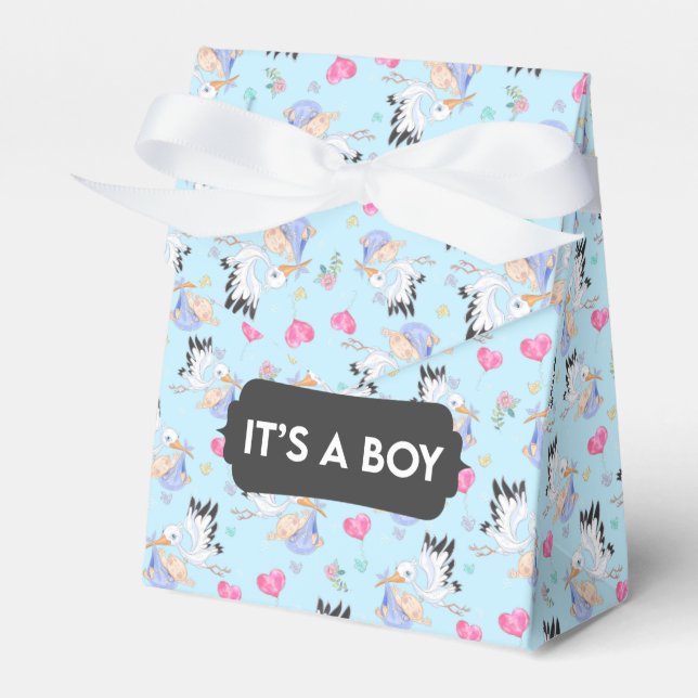 Ballotins C'est un garçon Boîte de cadeaux bébé cigogne (Verso)