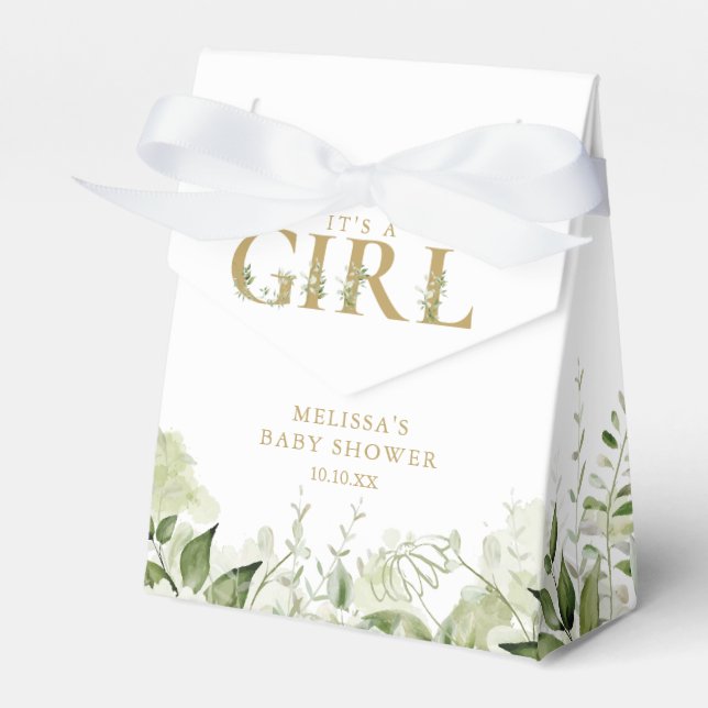 Ballotins C'est une fille verdure feuillage or Baby Shower (Verso)