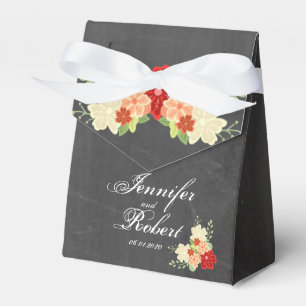 Ballotins Chalet Fleur Orange Sang Boîte de Faveur Mariage