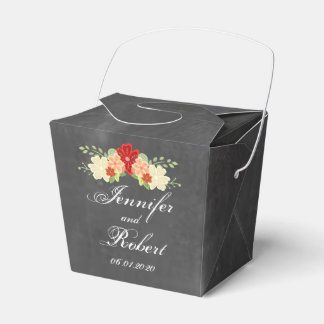 Ballotins Chalet Fleur Orange Sang Boîte de Faveur Mariage
