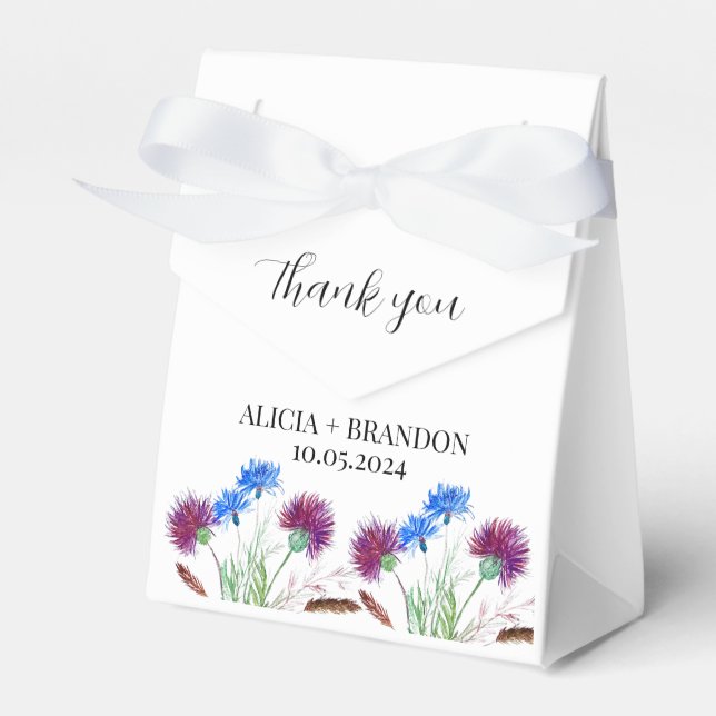 Ballotins Chardon violet écossais Floral Mariage moderne (Verso)