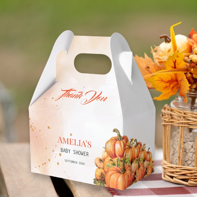 Ballotins Charming Gold Orange Watercolor Thank You Pumpkin  (Créateur téléchargé)