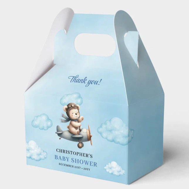 Ballotins Charming Teddy Bear Aviator Blue Brown Boy Shower  (Charming Teddy Bear Aviator Blue Brown Boy Shower Favor Box

)