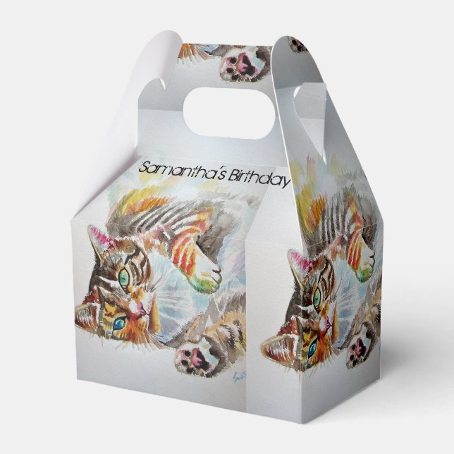 Ballotins Chat Aquarelle Anniversaire Fête Ballotin de gâtea (Verso)