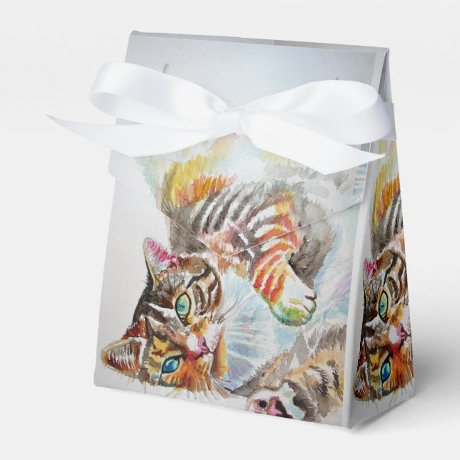 Ballotins Chat Aquarelle Anniversaire Fête Ballotin de gâtea (Verso)