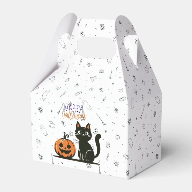 Ballotins Chat de Halloween heureux & citrouille (Verso)