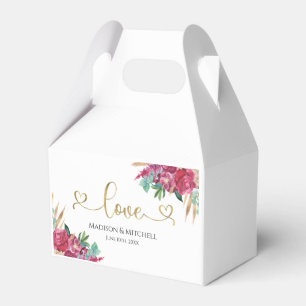 Ballotins Chaud rose Magenta Floral Élégant Gold Script Coeu