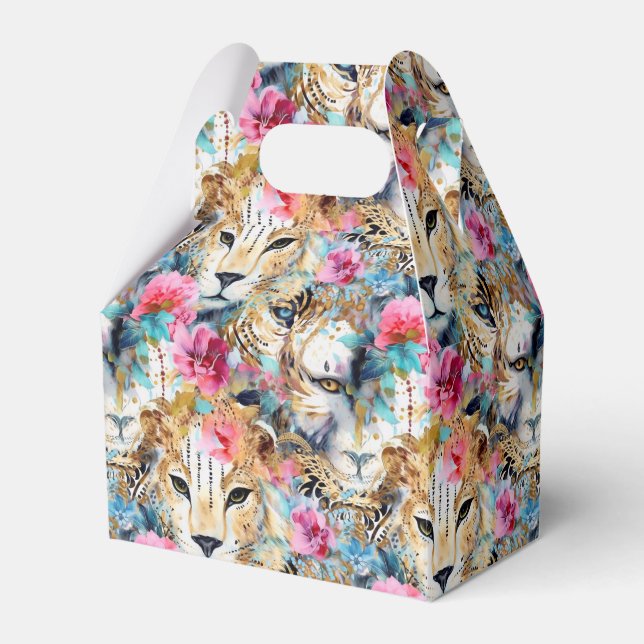 Ballotins Cheetah Floral Boho Motif d'aquarelle (Verso)