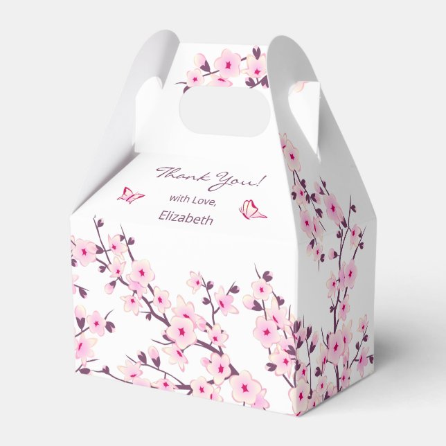 Ballotins Cherry Blossom Custom Thank You Favor Box (Verso)