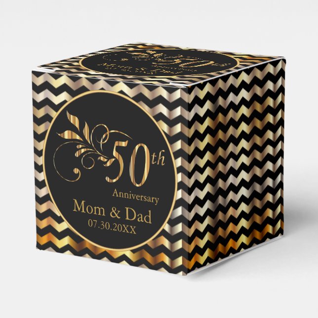 Ballotins Chevron Noir & Or 50e Anniversaire de Mariage (Verso)