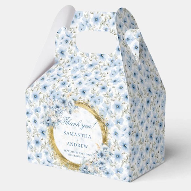 Ballotins Chic Aquarelle Bleu Bleu Mariage or Merci (Chic Watercolor Light Blue Gold Wedding Thank You Favor Boxes)