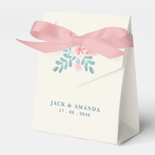 Ballotins Chic Aquarelle rose Floral Mariage boîte préférée (Verso)