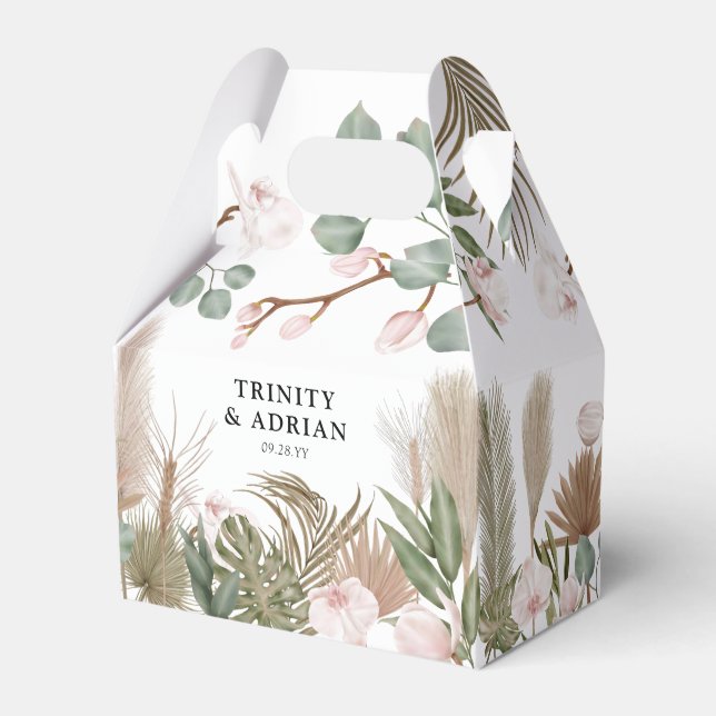 Ballotins Chic Boho Orchidées rose et Feuille séché Mariage (Verso)