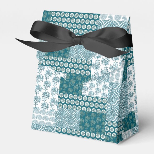 Ballotins Chic ethnique Faux Patchwork Motif, Turquoise et b (Verso)