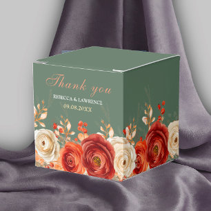 Ballotins Chic mariage à fleurs orange sauge d'automne