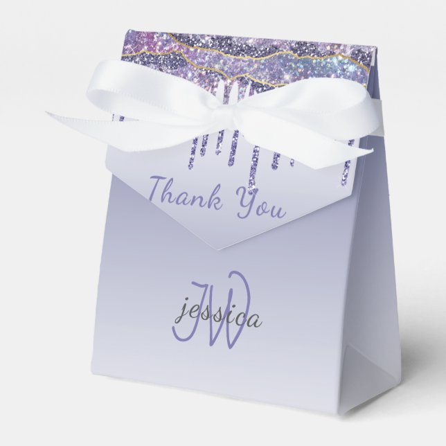 Ballotins Chic Monogramme Parties scintillant Bleu de marbre (Verso)