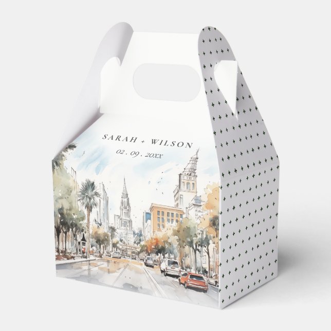 Ballotins Chic Orlando Floride Skyline Mariage d'aquarelle (Verso)