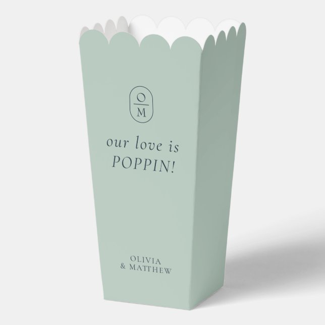 Ballotins Chic Seafoam Green Monogram Popcorn Favor Box (Recto)