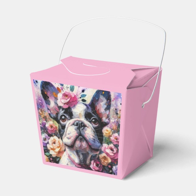 Ballotins Chien-taureaux français avec Chien Floral Rose Bla (Verso)