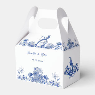 Ballotins Chine florale bleue et blanche Motif avec oiseaux