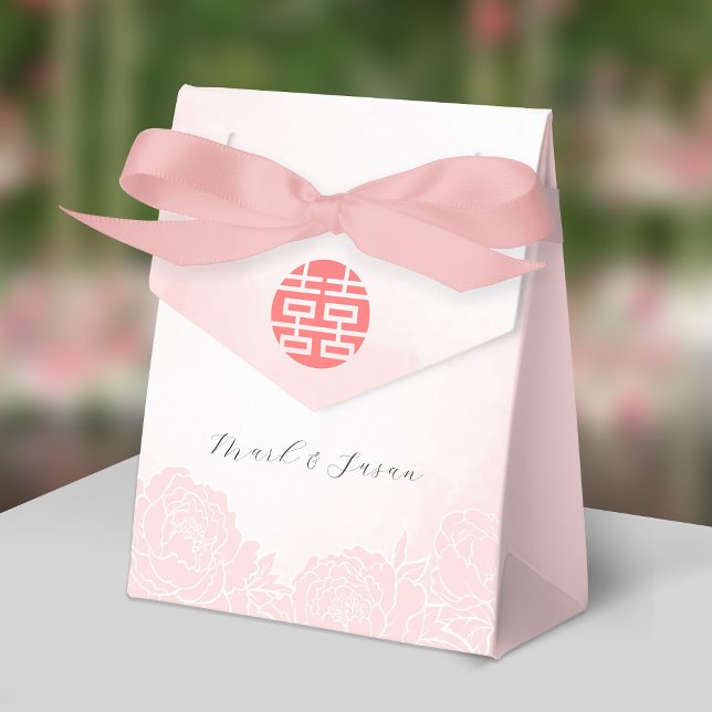 Ballotins Chinois Aquarelle Peonies Mariage Favor Box (Créateur téléchargé)
