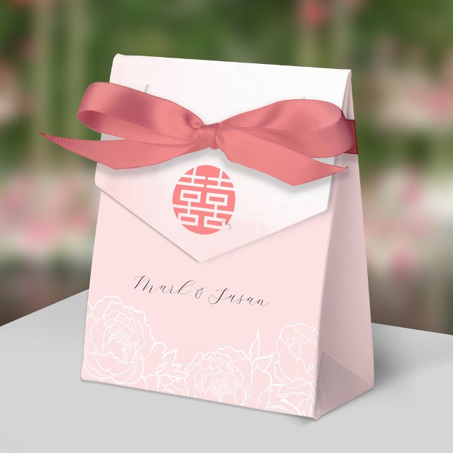 Ballotins Chinois Aquarelle Peonies Mariage Favor Box (Créateur téléchargé)