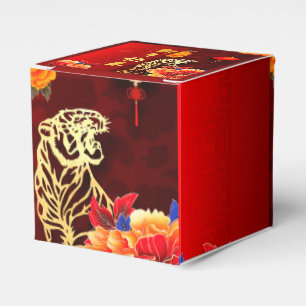 Ballotins Chinois Tiger coupé en papier Peonies Nouvel An 20