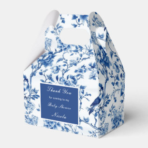 Ballotins Chinoiserie Baby shower des oiseaux et fleurs bleu