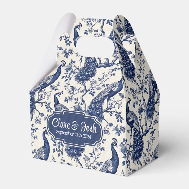 Ballotins Chinoiserie Style Peacock Thème Mariage Favor Box (Verso)