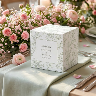 Ballotins Chinoiserie Vert Sauge Fleurs Mariage Bienvenue